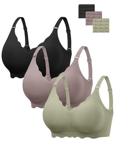 Angelhood Seamless Bras Women Soft Jelly Push Up Wireless Bra Supportive V Neck No Underwire Comfort Tshirt Bralettes, M