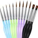 SIMPOR 12pcs Detail Paint Brushes Set, Miniature Fine Tip Paintbrush Kit with Ergonomic Triangular Handle for Acrylic Watercolor Oil, Micro Painting Brushes for Scale Models Figures Nail Art