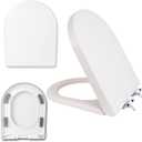 Minsha soft sealed toilet seat,16.7”LX13.5“W compatible with D/U-shaped extended bucket, quick release, easy to install, easy to clean, non discolored, thick and durable plastic material, white(M17“)