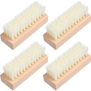 2 x GLEAVI 4Pcs Shoe Cleaning Brush Set: Sturdy Wood Handle Soft Nylon Bristle Scrubbers, 3.7 Inch Portable Dirt Remover for Sneakers, Suede & Leather Boots