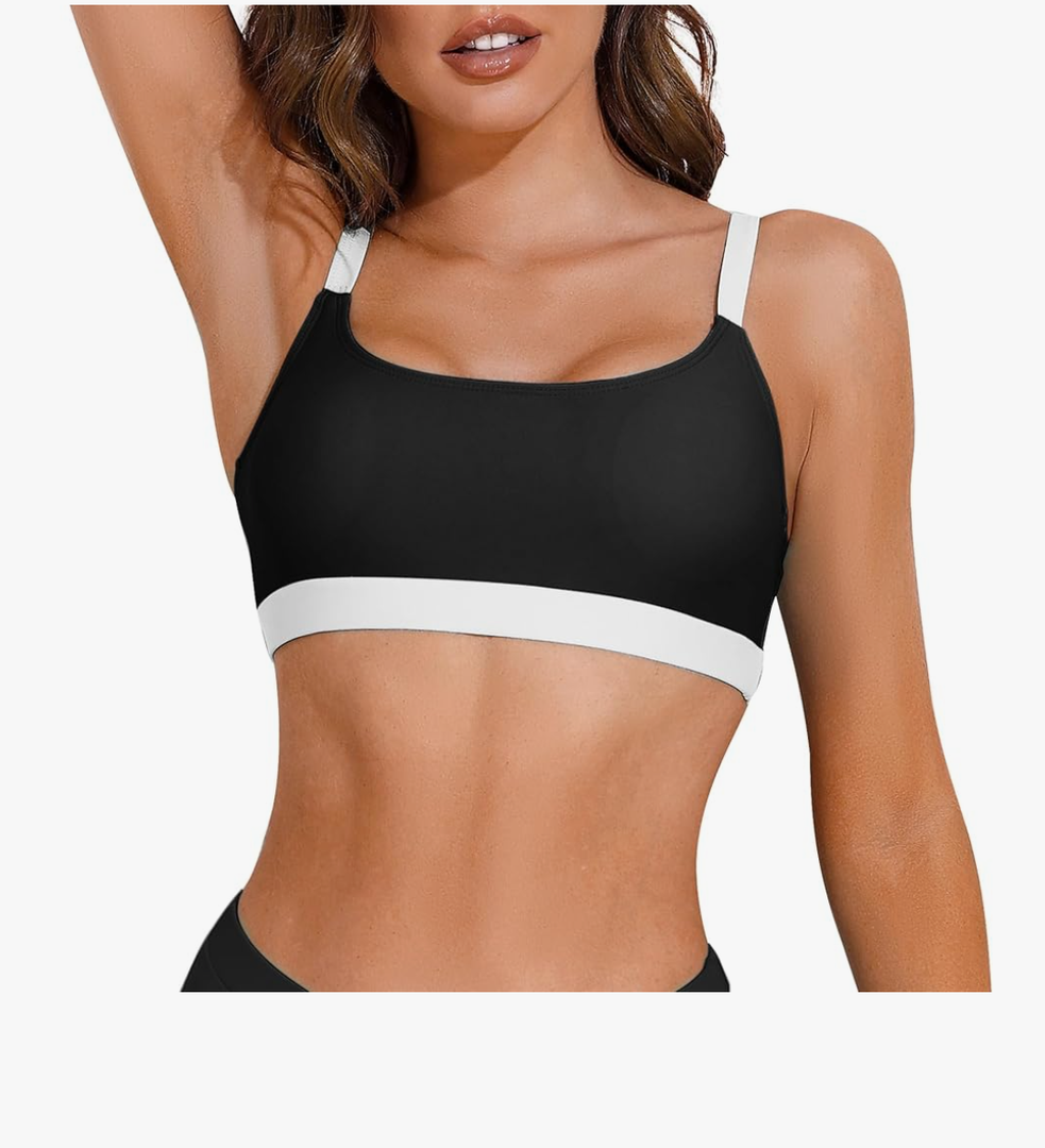 Sports Swim Bra Bikini Tops for Women Classic Bathing Suits Top with Padded Crop Swimsuit, XL