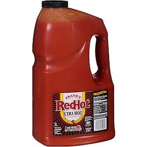 Frank's RedHot Xtra Hot Cayenne Pepper Hot Sauce, 1 gal - One Gallon of Extra Hot Cayenne Pepper Hot Sauce with 3x the Heat, Best for Wings, Pizza, Sides, Snacks, Bar Bites and More, BBD 07/13/2026