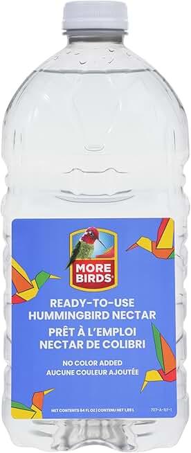 More Birds All-Natural Clear Ready-to-Use Hummingbird Nectar – 64 fl oz, 2 Pack