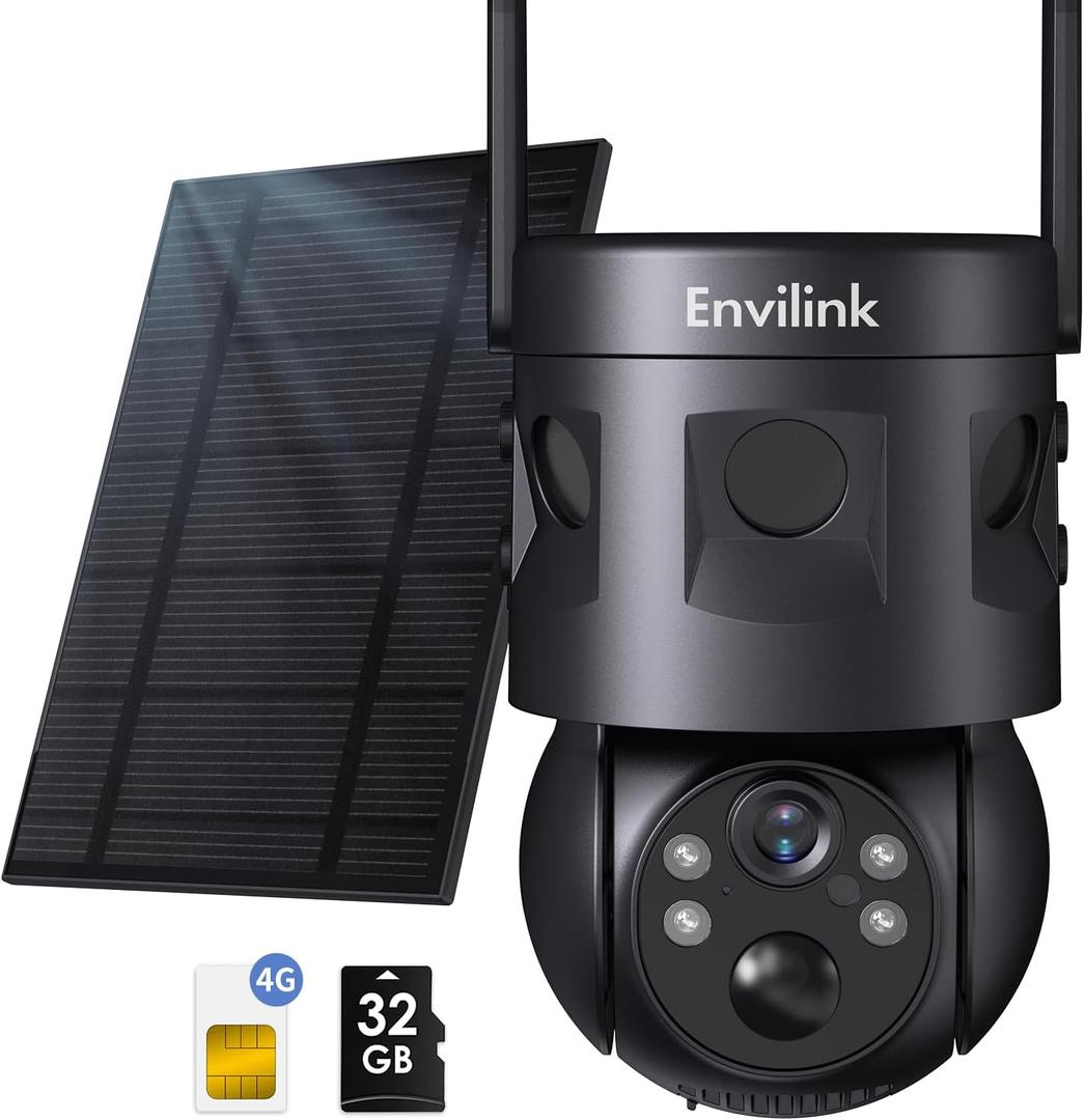Solar Security Cameras Wireless Outdoor, 4G LTE Cellular, 2K Color Night Vision, 360View with 3 PIR Sensors,3X Wider Motion Detection Range, 10000mah Battery, 2-Way Audio, No WiFi Needed