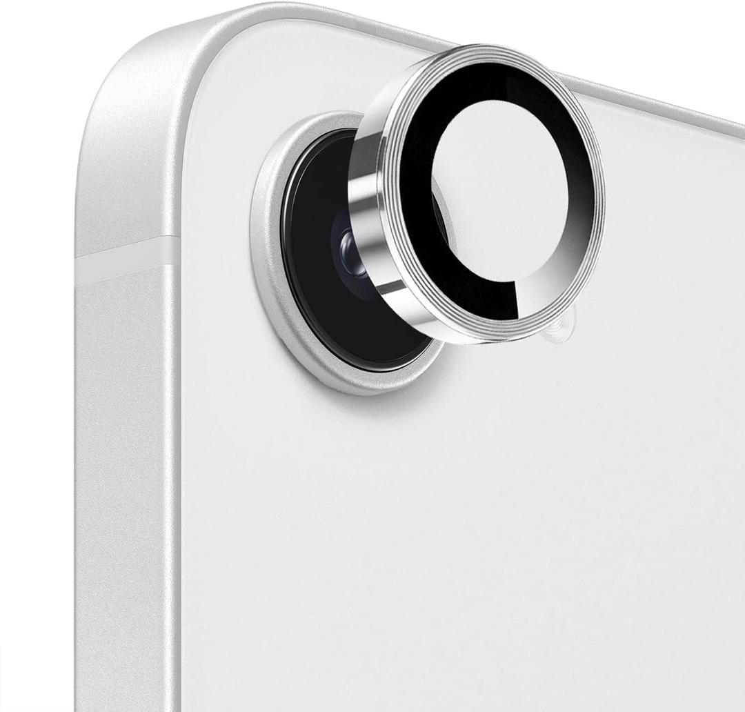 SiHPuoy 3 Pack Camera Lens Protector for iPhone 17e / 16e, Metal Aluminum CircleTempered Glass Camera Protector, Military Grade ShatterproofCase Friendly, Accessories Lens Protector-Silver