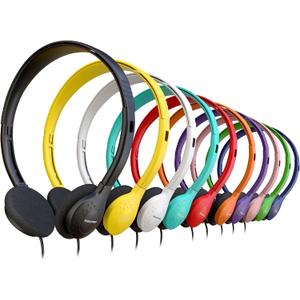 10 Pack Bulk Wired Headphones, On Ear with 3.5mm Jack, 4ft Tangle Free Cable, Comfortable Fit, Affordable and Cost Effective, Ideal for School Classroom Testing Students Events Groups, Mix