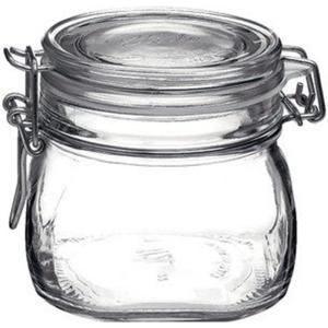 Bormioli Rocco Fido 17.5 Ounce Glass Storage Jars: Airtight Hinged Lid With Leak Proof Gasket, Wide Mouth Food Container - For Zero Waste Air Tight Preserving Jam, Spices, Coffee, Sugar & Herbs