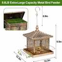 Metal Bird Feeder for Outdoors, 8.6LB Large Capacity Wild Bird Feeders Hanging for Outside, Rustproof Weatherproof with 4 Perches, Attract Cardinals Bluebirds Finches Chickadees Garden Decor