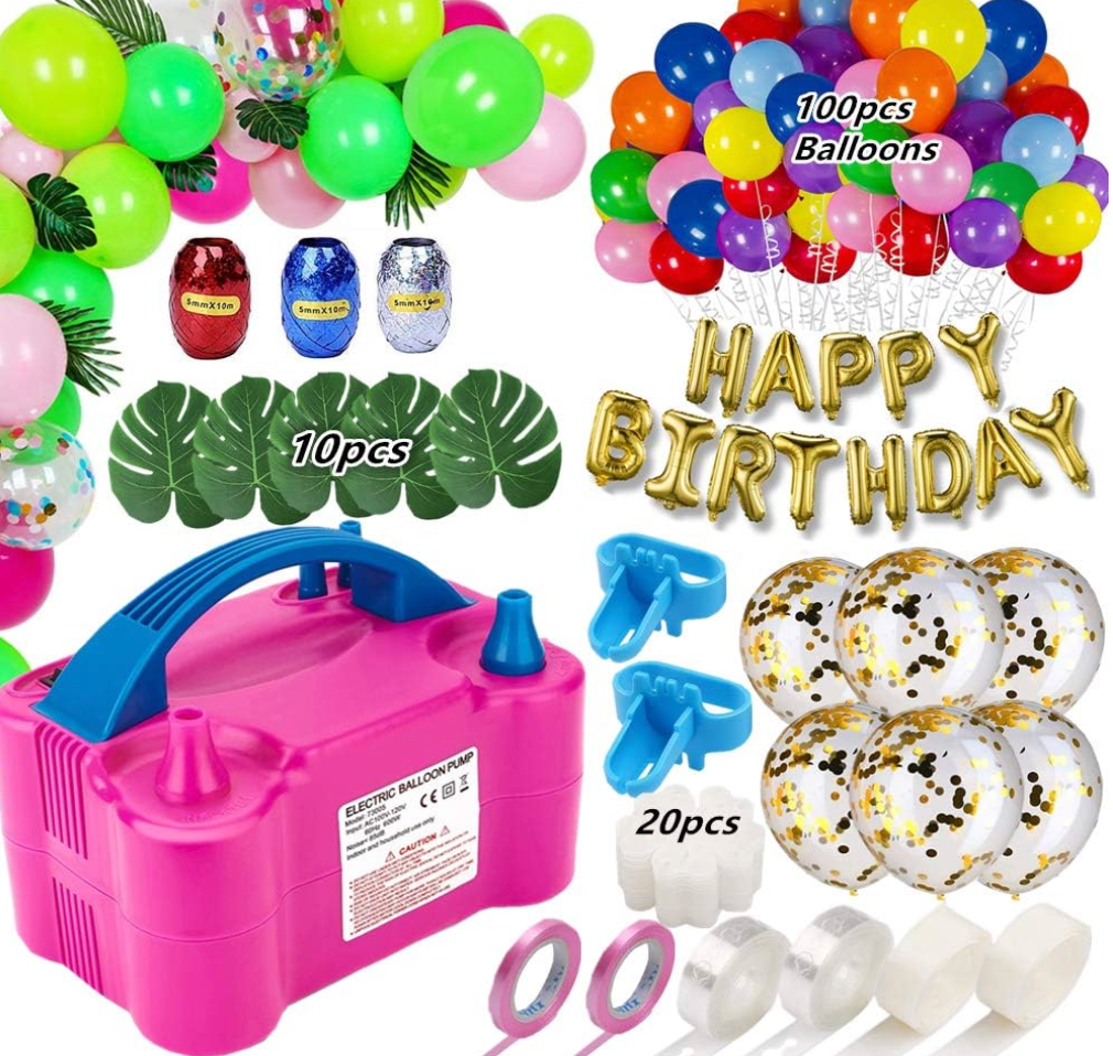 Balloon Pump Electric Party Decorations  Electric Balloon Pump for Balloon Arch Kit, Portable Dual Nozzle Balloon Inflator