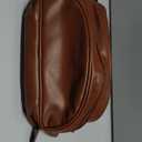VLANDO Makeup Bag,Travel Toiletry Bag,Cosmetic Bag for Women PU Leather Portable Make up Bag for Skincare, Brushes & Travel Essentials-Brown
