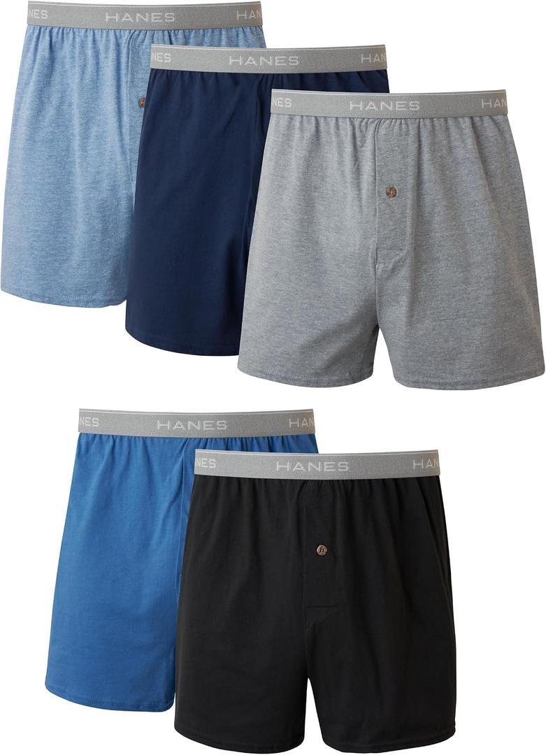 Hanes mens Underwear Boxers Pack, Cool and Breathable Cotton Underwear, Exposed and Comfortflex Waistbands, Multi-pack (XL) 5pcs