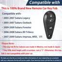 Key Fob Fit for Subaru Outback 2005-2007/Forester 09/Impreza 07-09/Legacy 05-07/B9 Tribeca 06-08 Replacement Keyless Entry Remote Control Car Key for NHVWB1U711, 88O36SC030, 433MHz