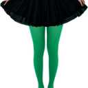 baotongle 2 Pairs Women's Nylon Solid Tights Tights for Women Women's Stocking Hosiery St. Patrick's Day Knee High Socks Long Green (Green)
