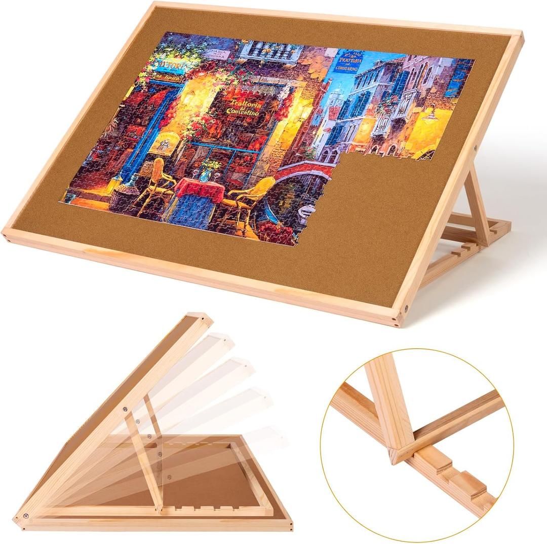 Pulchra 1000PCS Wooden Jigsaw Puzzle Board with Adjustable Bracket Portable Puzzle Table | Puzzle Organizer Boards Storage Accessories for Adults