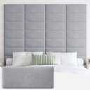 IFNOW Upholstered Wall Mounted Headboard, 3D Soundproof Wall Panels Peel and Stick for Queen Size, Reusable and Removable Tufted Bed Headboard in Light Grey (9 Panels, 10" x 24")