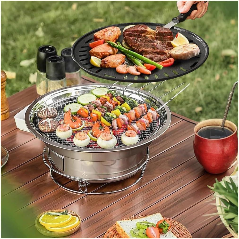 Multifunctional Charcoal Barbecue Grill, Household Korean BBQ Grill, Portable Camping Grill Stove, Tabletop Smoker Grill