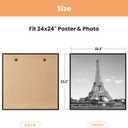 upsimples 24x24 Picture Frame Black 3 Pack, Scratch-Proof Picture Frames 24 x 24 for Photo Gallery - Slide-in Strips, Horizontal or Vertical Wall Mounting