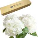 3 pcs Large Big White Hydrangea Artificial Flowers 21 inches Long Stem for Tall Vase for Fall Home Kitchen Flower Decor Spring White Flower Arrangement Table Centerpiece