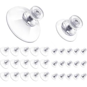 Teenyyou 30 Packs Adhesive Suction Cups Bulk with Screws Nut 25mm/40mm Clear PVC Sucker Pads Suction Hook Holder for Window Wall Car Glass Shade Bathroom Wall Door Decor