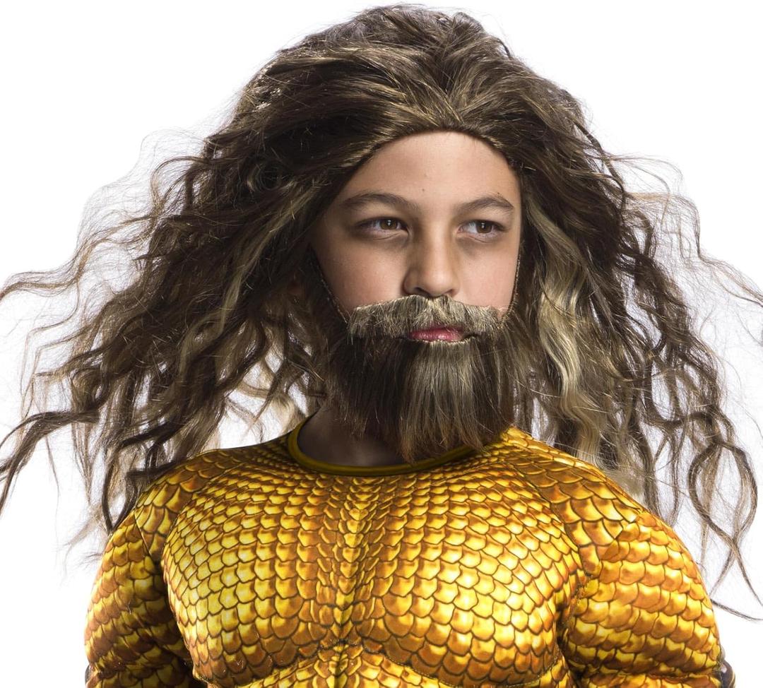 DC Aquaman and the Lost Kingdom: Aquaman Wig & Beard Set for Kids by Rubies, Boy's One Size