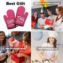 Funny Women Bakrs Cooking and Baking BBQ Kitchen Gadgets with Heat Resistant Silicone Non-Slip, Baking Queen Oven Mitts Set of 2, Gifts for Bake Lover Mom Wife Sister BFF Cake Shop Colleague