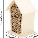 Native Hive Wooden Bee House, Natural Handmade Wooden Bee Box Habitat with Bamboo Tubes,Insect House Shelter for Attracting Peaceful Bee Pollinators (2PCS)