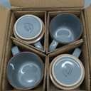 GBhome 12OZ Stackable Coffee Mugs, Ceramic Coffee Mugs with Texture Patterns for Man,Woman,Dad,Mom, Modern Coffee Cups Set of 4 for Latte/Cappuccino/Cocoa. Dishwasher&Microwave Safe, Gray