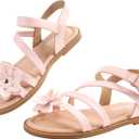 Wulubaba Toddler Girls Sandals Open Toe Dress Sandals for Kids | Cute Flats, Summer Flower Shoes, Toddler Little Kid, Dress Casual Wear (Pink)