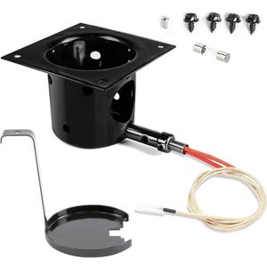 Upgraded Fire Burn Pot and Hot Rod Ignitor Kit Replacement Parts for Traeger, Pit Boss & Camp Chef Pellet Grill Smoker, Durable Fire Burner Pot with Ash Remover, Screws & Fuse, Enamel Fire Pot