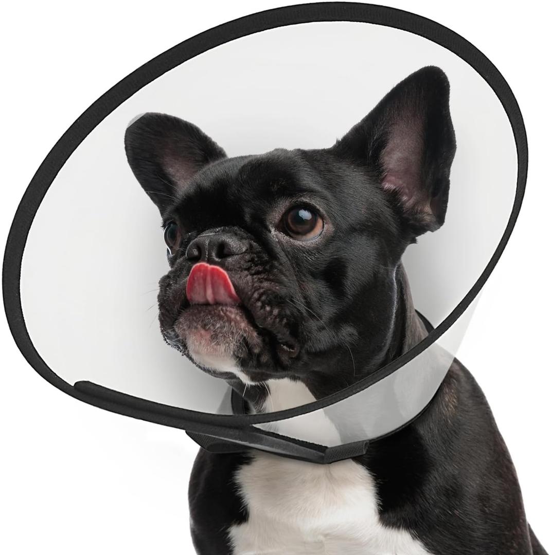 Supet Adjustable Dog Cone Collar After Surgery to Stop Licking, Pet Recovery Collar & Cone, Plastic Cone of Shame for Dogs, Dog Head Neck Cone (S-) (S-(Neck: 9.5~14.5"))