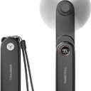 SWEETFULL Portable Handheld Mini Fan with LED Display, 3-in-1 Personal Foldable USB Rechargeable Hand Held Fan & Flashlight for Travel, Lash Eyelash, Cute Small Pocket for Women, Girls (Black)