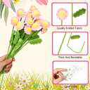Tigeen 12 Sets Crochet Flower Bouquet Bulk Daisy Knitted Flower Bouquet Crochet Daisy and Awesome Cards Employee Appreciation Gifts for Teachers Staff Coworkers Nurse (Pink)
