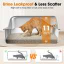 2PACK Stainless Steel Litter Box, Extra Large Litter Boxes for Big Cats, XL Metal Cat Litter Box with Lid High Sides, Anti-Urine Leakage, Non-Sticky, Scoop Included