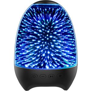 Aiscool Night Light Bluetooth Speaker, 3D Glass Music Bedside Table Lamp with 7 Colors, LED Touch Night Lamp Rechargeable Portable Lamp Gifts for Girls, Boys, Women, Men, Dad, Mom(Galaxy Black)