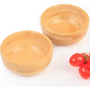 Soup Bowls Set of 2 for Dessert/Cereal/Pasta/Fruit | Natural Bamboo Serving Bowls for Nuts/Candy/Snacks/Pistachio | Charcuterie Accessories for Dipping/Condiments/Sauce | 8.45 oz Capacity (D4.33 x H1.85)