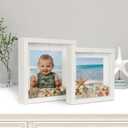 White Shadow Box Frame 8x8 7x7 Square Box Frame with Mat, for 5x5 6x6 Pictures, for Wall and Tabletop Gift for Christmas, New Year, Birthday, Anniversary, Mother's Day, Set of 2