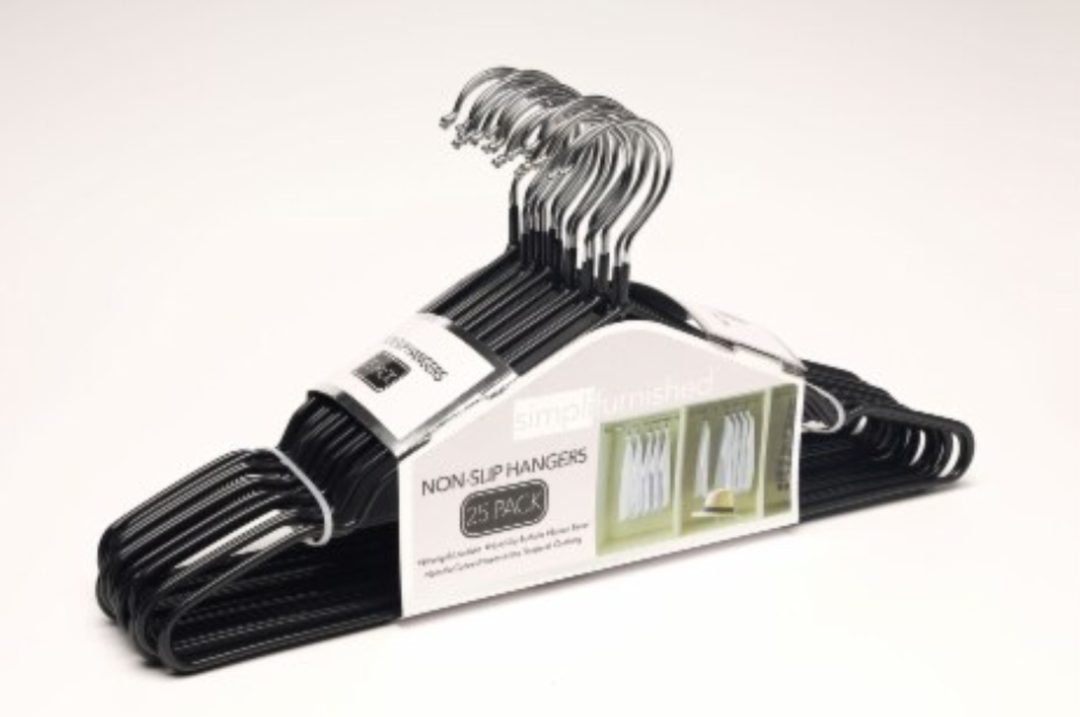 Simpli Furnished Non-Slip Hangers Black 25 Pack
