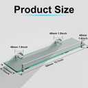 20 Inches Glass Shelves for Bathroom, Chrome Polished Floating Glass Shelf Stainless Steel Tempered Glass Bathroom Shelves for Wall Mount Modern
