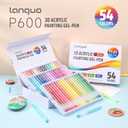 languo Acrylic Gel Pens for Coloring, 54 Colors Set 3D Acrylic Paint Pens with 1mm Bullet Tip for Adult Coloring, Gel Pens for Black Paper, Rock, Glass, Fabric, DIY and Art Crafts Supplies