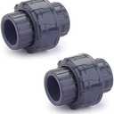 Hydroseal PVC Pipe Fitting, 0.75" Union Jetstream, Pack of 2 Pieces, Schedule 80, Grey, EPDM O-Ring, Socket x Socket, F1970, SCH80 (3/4")