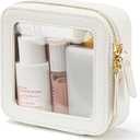 Popvibe Clear Makeup Bag Travel Cosmetic Case Transparent Toiletry Bag with Zipper, Portable Make Up Organizer Traveling Compact Car Bag for Essentials