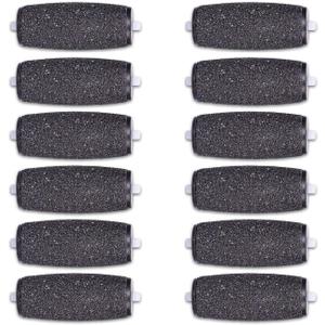 12 Extra Coarse Replacement Roller Refill Heads Compatible with Amope Pedi Refills Electronic Foot File (Black)