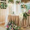 Tandefio 8 Pcs Acrylic Candelabra Centerpieces 35" Tall Clear Candle Holders Pillar Taper Candlestick with Lampshades 5 Arm Floor Candelabra Stand for Wedding Christmas Ceremony Dinner Party