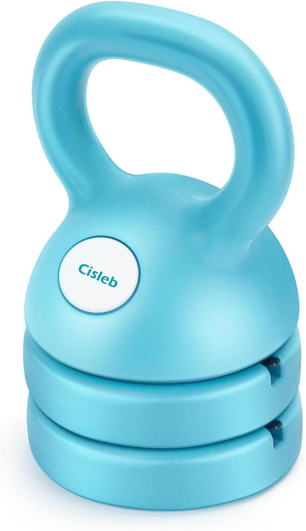 Adjustable Kettlebell Weight Set: 3-in-1 Kettlebells (5lbs 8lbs 12lbs) for Home Gym Full-Body Workout Strength Training Weight Loss | Good for Beginners (Teal)