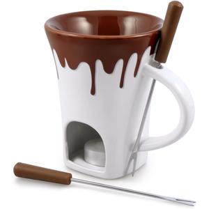 Swissmar F12064 4-Piece Nostalgia Chocolate Fondue Mug Set (brown/white)