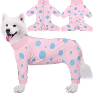 Dog Surgery Suit Long Sleeve, Dog Recovery Suit Female Male with Zipper Closure Post Spay, Neuter, Dog Onesie Shedding Suit Full Coverage Bodysuit (Pink, XL)