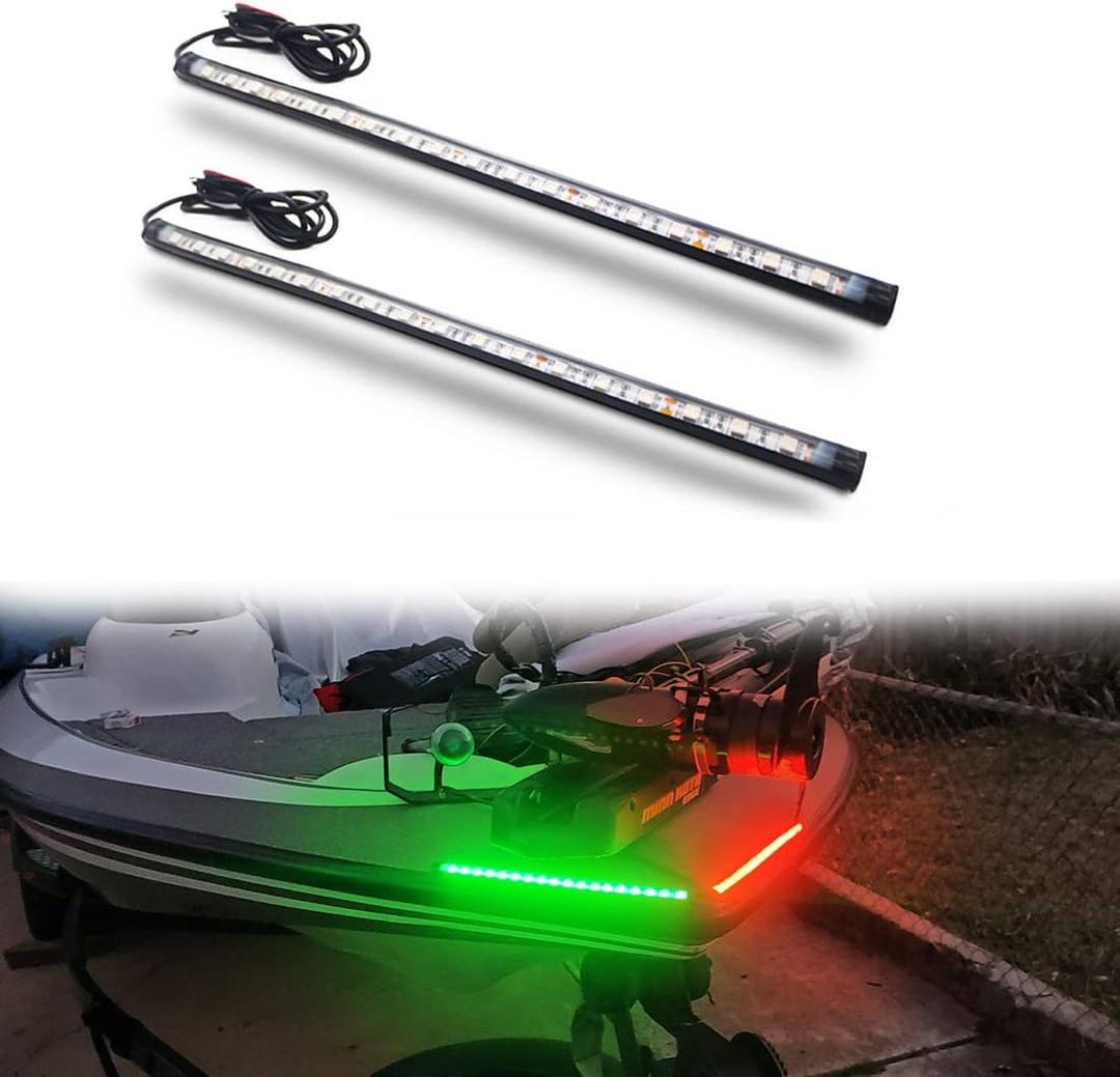 Boaton Marine Boat Navigation Lights, Night Fishing Light, No Drilling Adhesive Install Bow Lights For Pontoon, Bass Boats, Jon Boats, Jet Ski, Kayak