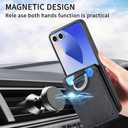 Wallet Case for Samsung Galaxy Z Flip 7 with 3 Card Slots Holder and Ring, Luxury PU Leather Kickstand Shockproof Protective Cover for Galaxy Z Flip7 LZQB Black