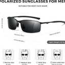 Men's Polarized SunglassesUltra Light Rectangular Metal Frame with Spring Hinge for Driving & Golf