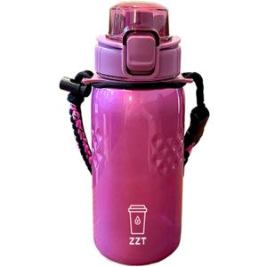 ZZT 25 oz Water Bottle with Spout & Adjustable Paracord Handle,Wide Mouth Water Jug with Leak Proof,Tritan, BPA Free for Gym Fitness & Outdoor (Pink)